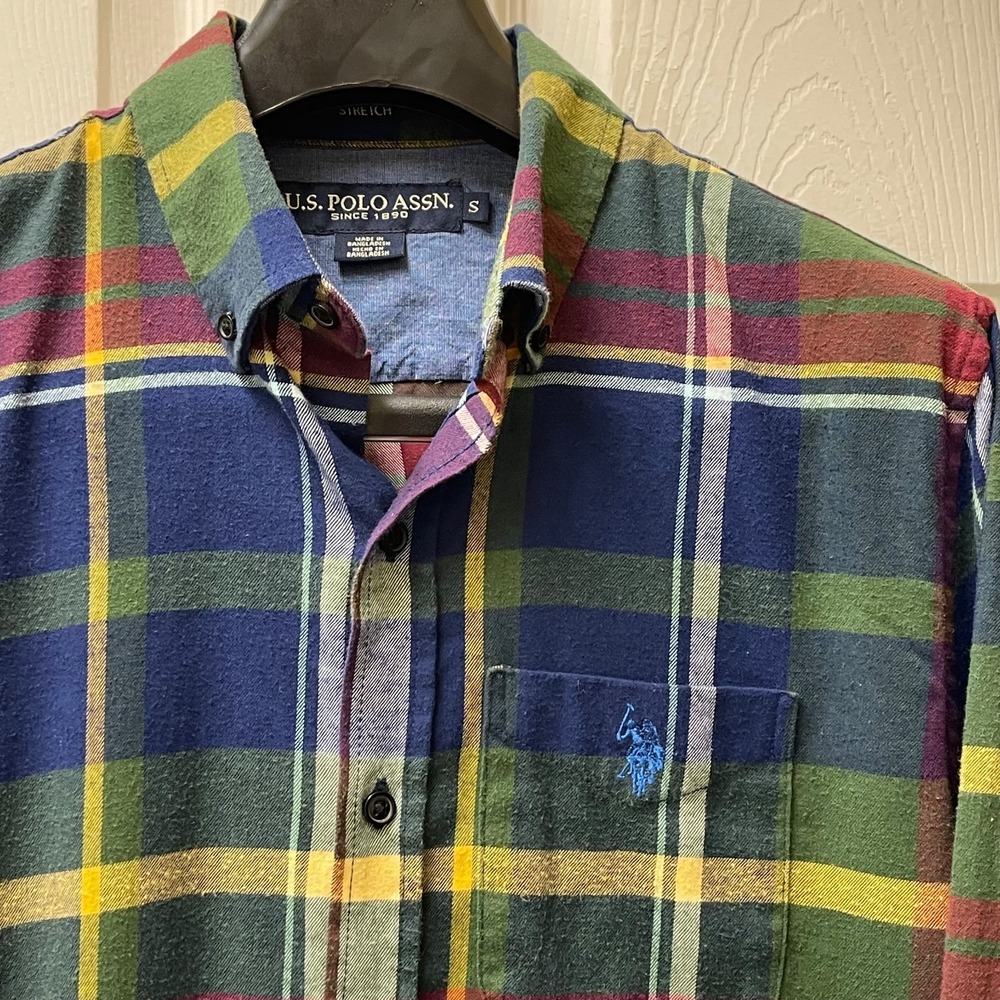 U S. Polo Assn U.S.P.A Men's Sz S L/S Button EZ Wicking  Light Flannel‎ Shirt